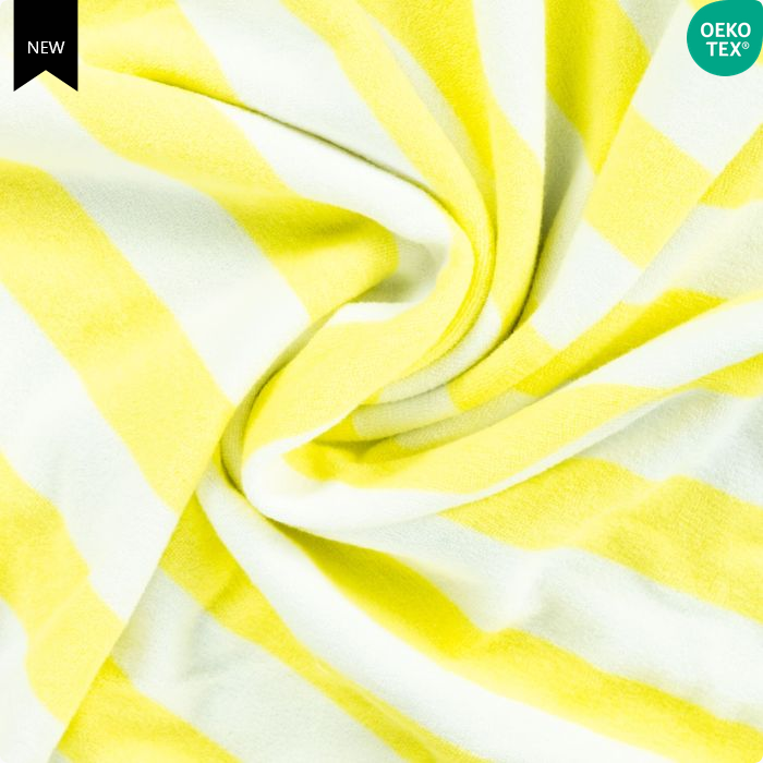 Badstof wit geel gestreept - Qjutie & the Qjutest